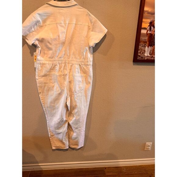 Good American Women's Fit For Success Denim Plazzo Jumpsuit Size 6 White NWT - Picture 2 of 4
